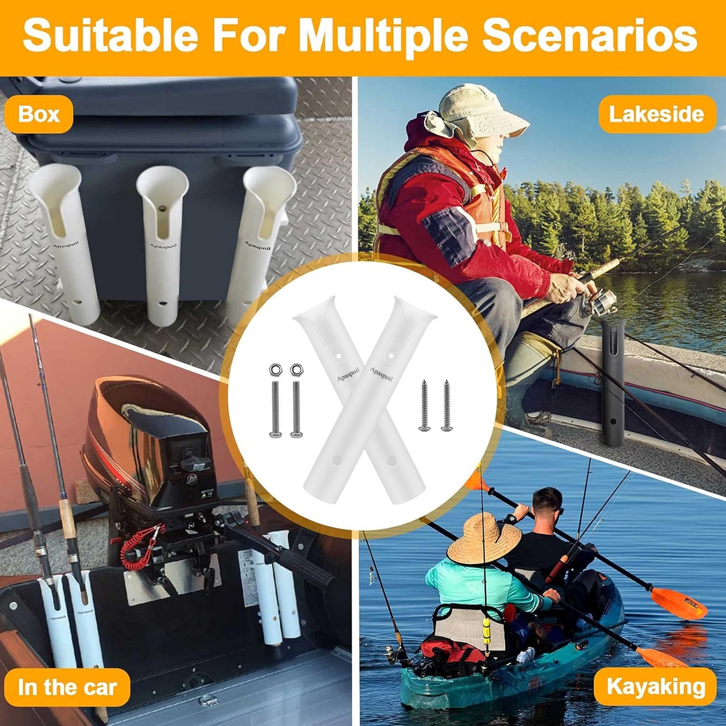 Apaspoil 4 Pcs Fishing Rod Holder Racks Portable Fishing Rod Stand-Off Tube Rod Pole Holder Bracket Support
