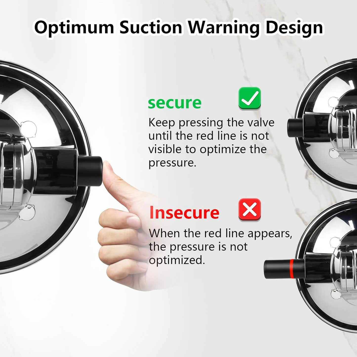 Apaspoil Adjustable Shower Head Holder, Vacuum Suction Cup Handheld Showerhead Bracket with Suction Warning Design, Removable Wall Mounted Suction Bracket for Marble Glass Metal Ceramic (Silver)