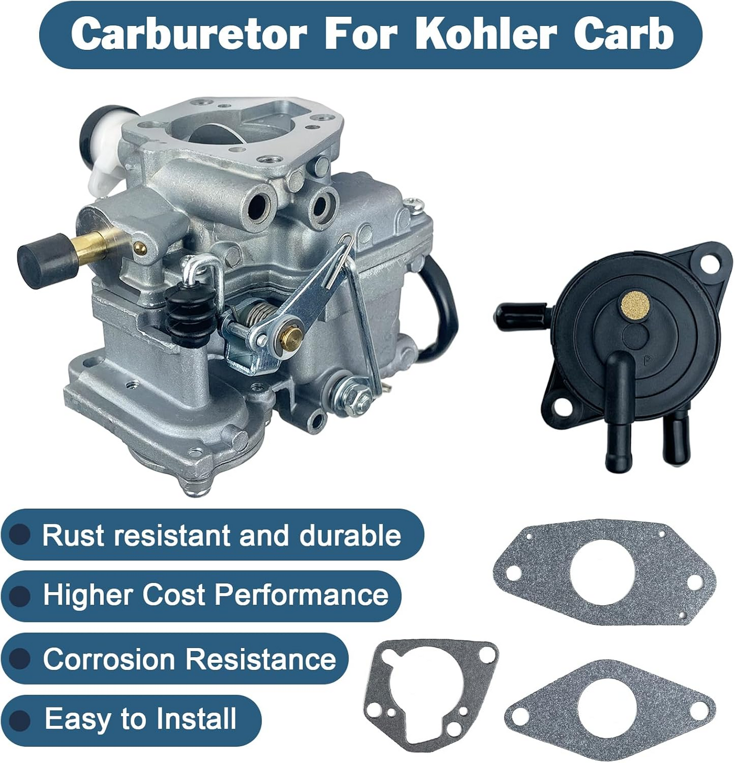 Apaspoil Carburetor Replacement for Kohler CH620 CH640 CH18 CH18S CH20 CH22 CH23 CH25 CH26 Replaces 24 853 43-S 24 853 50-S, 24 053 58-S, 24 853 32-S, 24 853 59-S Carb