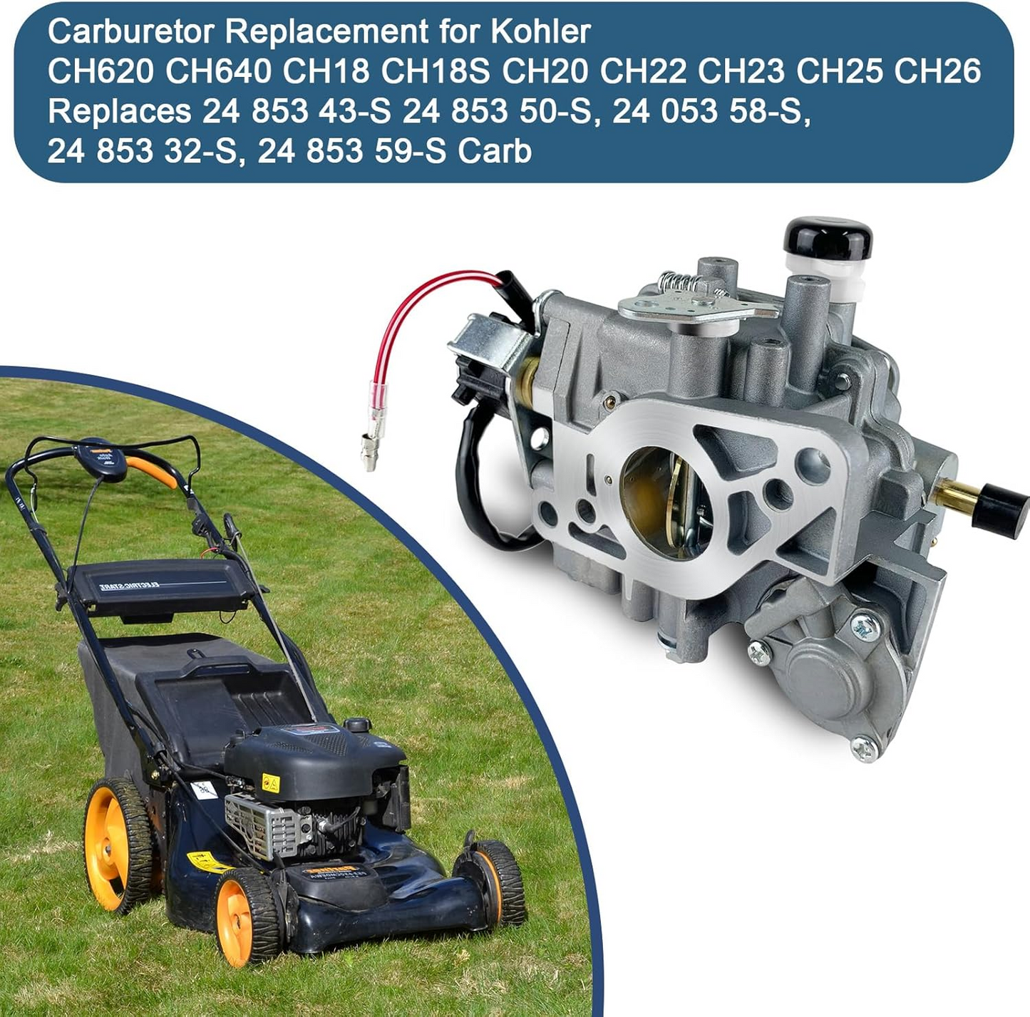 Apaspoil Carburetor Replacement for Kohler CH620 CH640 CH18 CH18S CH20 CH22 CH23 CH25 CH26 Replaces 24 853 43-S 24 853 50-S, 24 053 58-S, 24 853 32-S, 24 853 59-S Carb