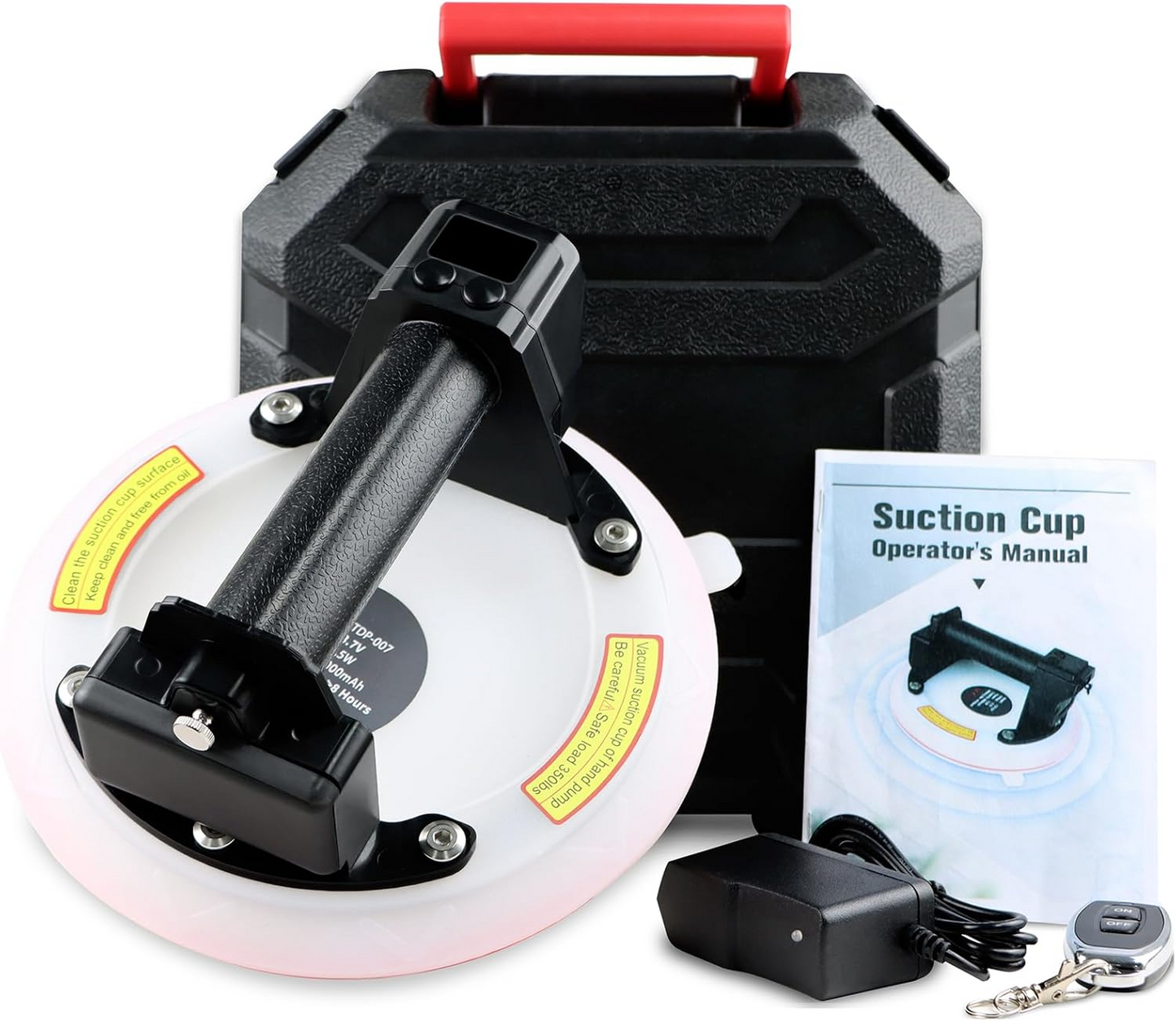Apaspoil 8" Electric Glass Suction Cups, Remote Control Heavy Duty Suction Cup to Lift Large Glass, Tile, Metal and Windshield Suction Cup Tool, 440 lbs Load