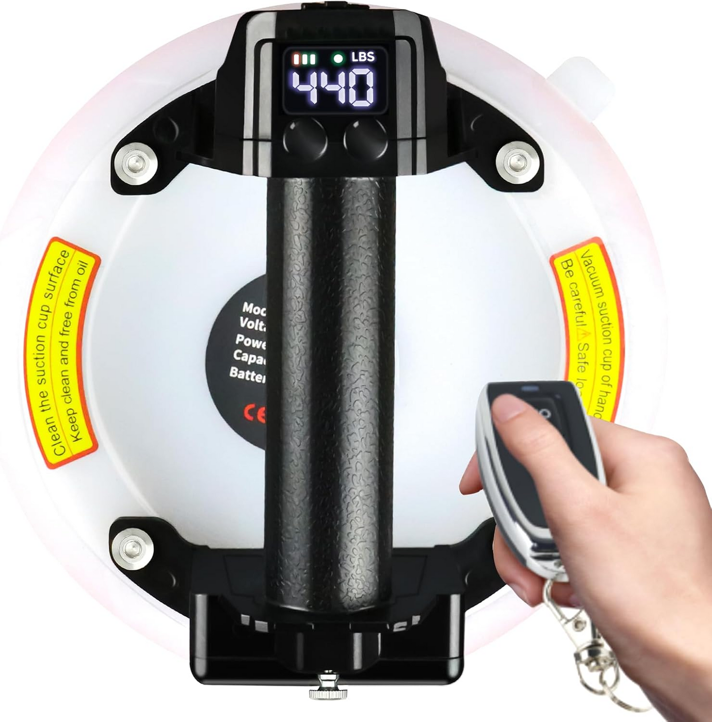 Apaspoil 8" Electric Glass Suction Cups, Remote Control Heavy Duty Suction Cup to Lift Large Glass, Tile, Metal and Windshield Suction Cup Tool, 440 lbs Load
